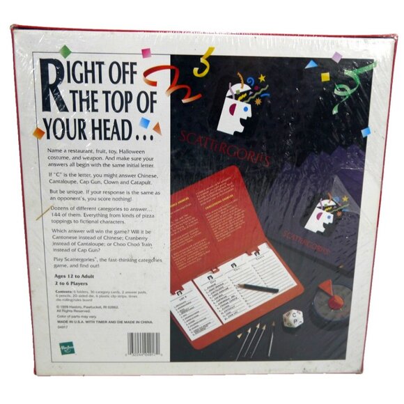The Game of SCATTERGORIES letter naming game HASBRO 1999 NEW, WRAPPER TORN - Picture 2 of 3